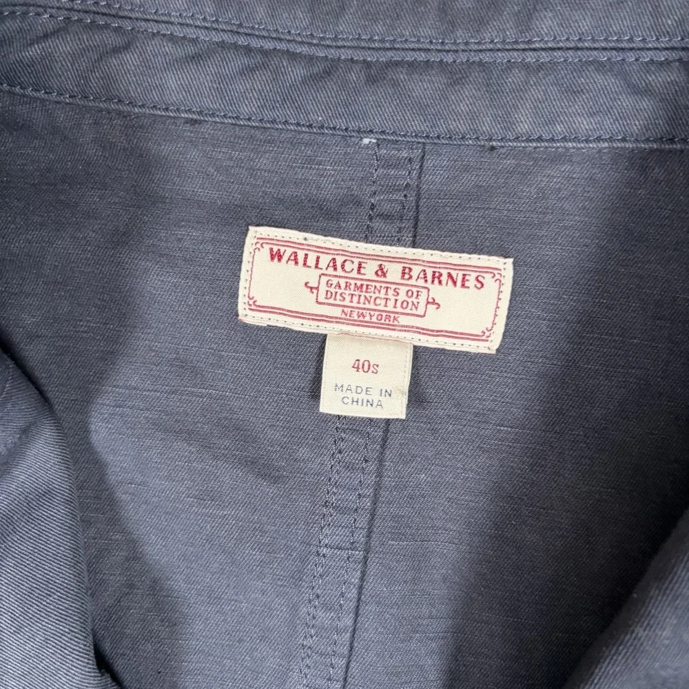 Wallace & Barnes New York Blue Chore Jacket Linen Blend 40s J Crew Men's Coat